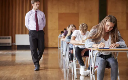 Students taking exam